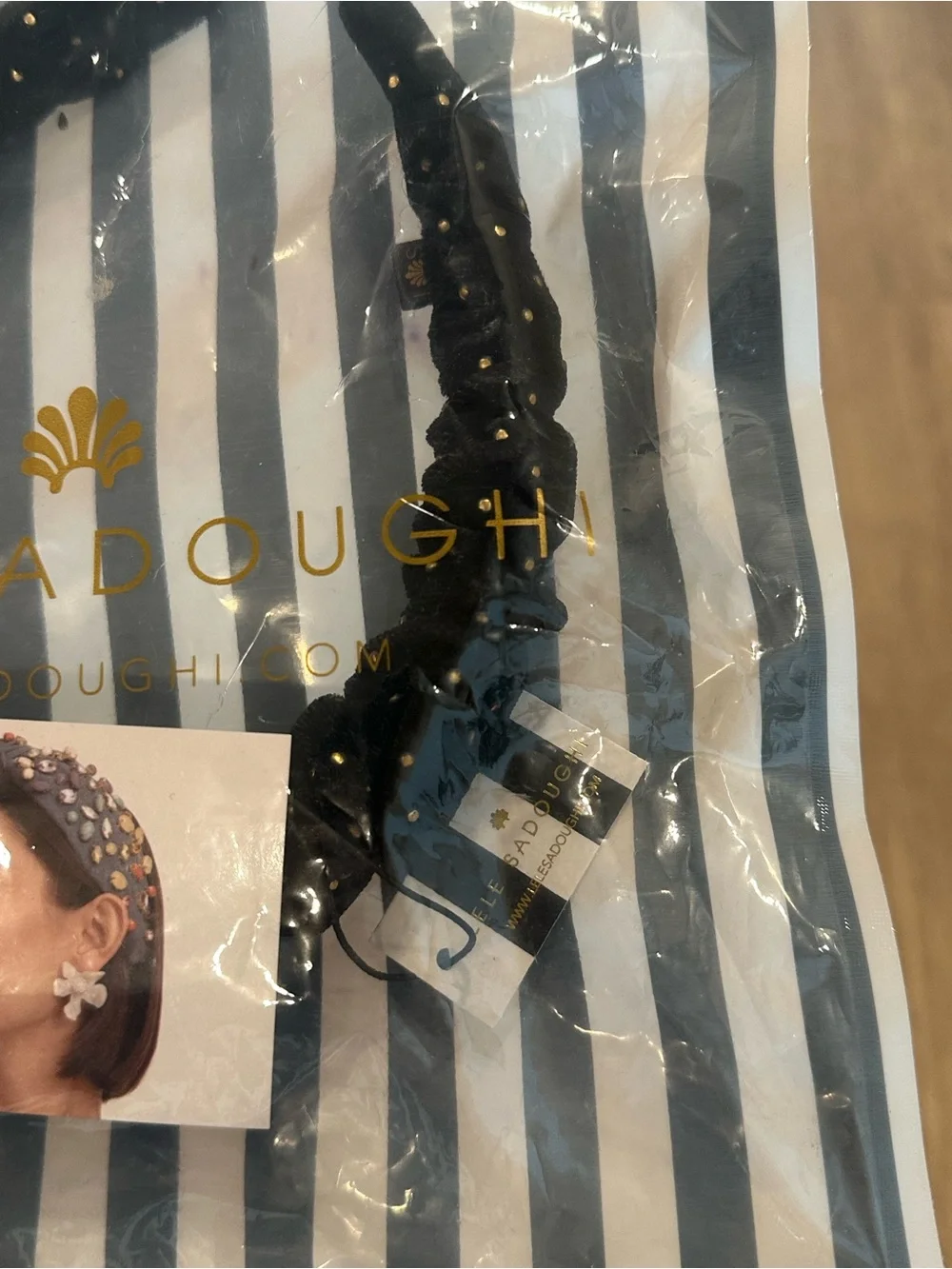 Lele Sadoughi NWT Black Braided Gold Detail Headband